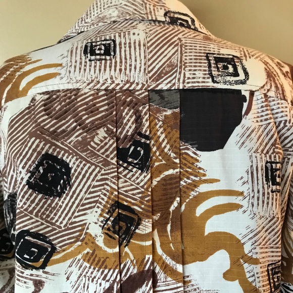 Coldwater Creek Tan Cream Black Floral Abstract 3/4 Sleeve Jacket Blazer - Picture 8 of 11